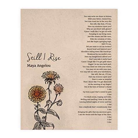 Maya Angelou Still I Rise Inspirational Poem Wall Art 11 X 14 Poetic