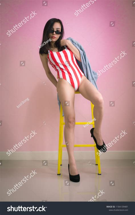 Sexy Asian Woman Red Bikini One Stock Photo Shutterstock