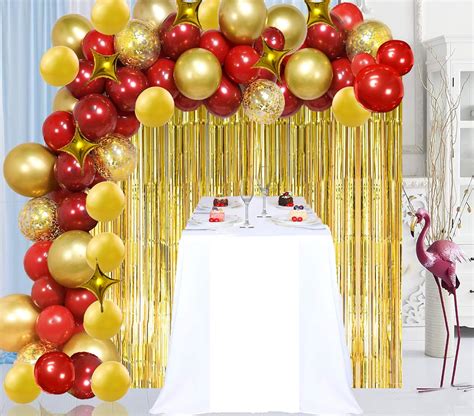 Buy Wecepar Red And Gold Balloon Garland Arch Kit With Ruby Red And