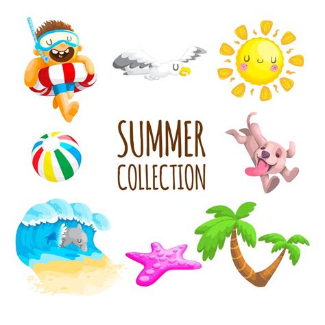 Summer Element Collection With Dolphin And More 1221949 Vector Art At