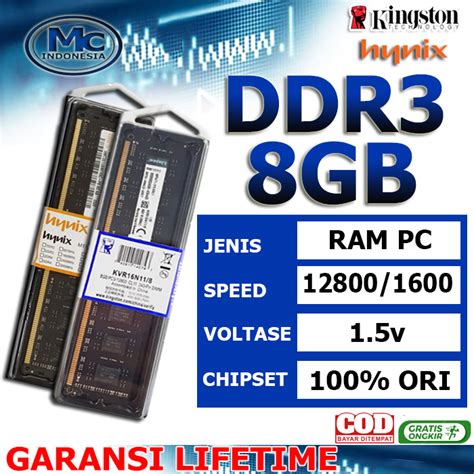 Jual RAM PC DDR3 8GB PC 12800 MEMORY RAM PC KOMPUTER Shopee Indonesia