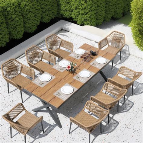 Bayou Breeze Amdrea 8 Person Rectangular Outdoor Dining Set Wayfair