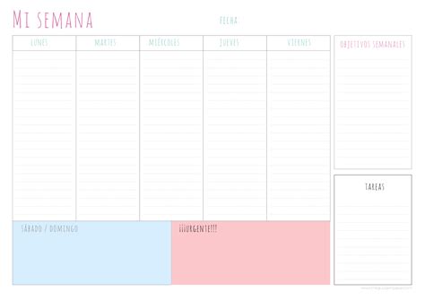 Descarga Gratis Planificadores Semanales Para Imprimir