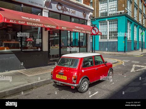 Vintage Mini Parked Outside A Clifton S Cafe In London S Shoreditch