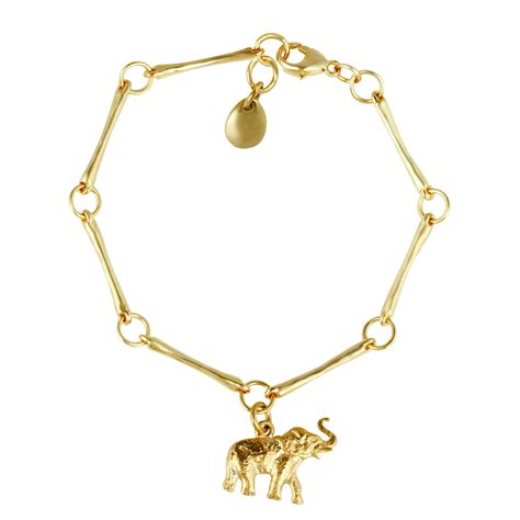 Gold Elephant Charm Bracelet Van Peterson London