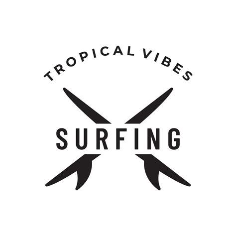 Vintage Surfboard Logo Template Surfing On A Summer Beach For Business