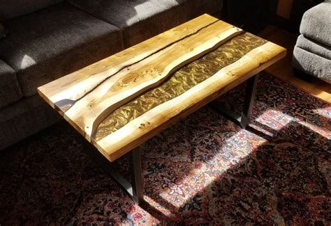 This Unique Coffee Table Is Made Using A Beautiful White Oak Live Edge