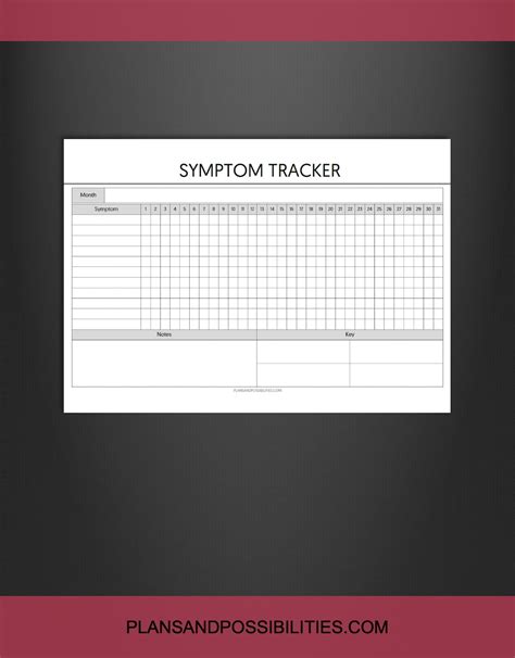 Symptom Tracker Printable Health Care Planner Record Chronic Illness