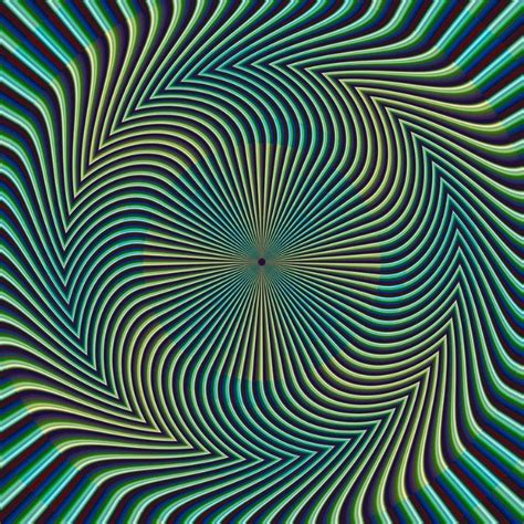 Pulsating D Image Optical Illusion Turquoise Yellow Spiral Zigzag