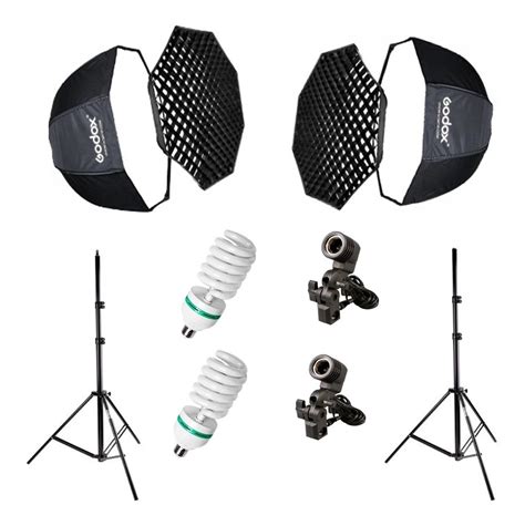 Kit Godox Octabox 120cm Grid Tripés Lâmpadas Soquetes E 27 NAVEBRAZIL