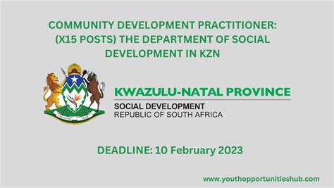 COMMUNITY DEVELOPMENT PRACTITIONER X15 POSTS THE DEPARTMENT OF