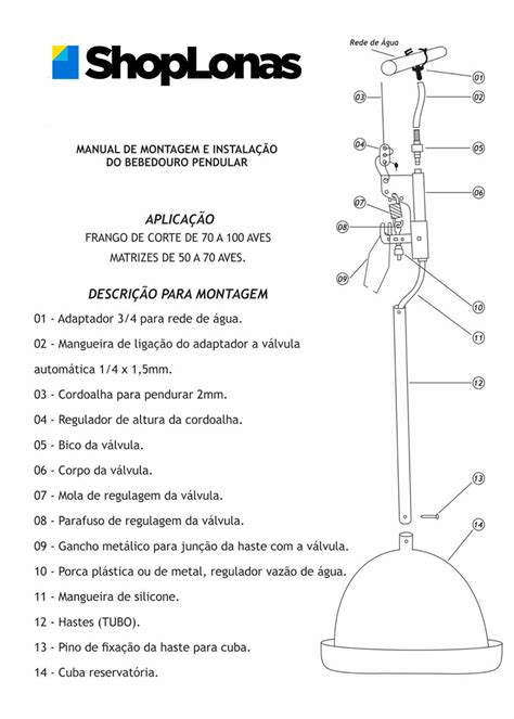 Bebedouro Pendular Automático Para Aves Frangos Galinheiro AgrícolaShop