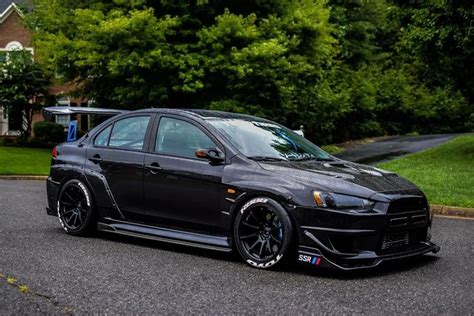 Mitsubishi Evo Slammed Stance Modified Black On Black