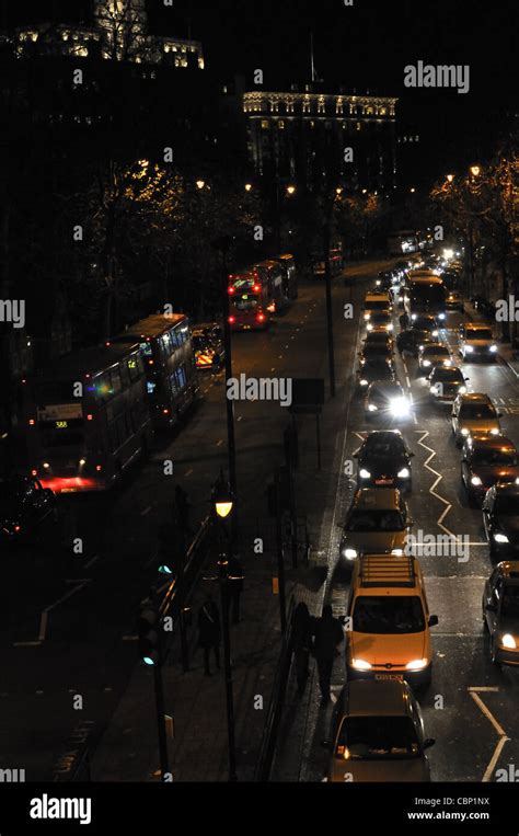 Victoria embankment at night, London. UK Stock Photo - Alamy