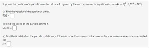 Solved Suppose The Position Of A Particle In Motion At