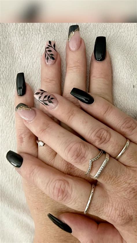Nude And Black Nails Nude Nails New Year S Nails Nail Designs