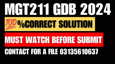 MGT211 GDB SOLUTION 2024 MGT211 GDP SOLUTION SPRING 2024 MGT211