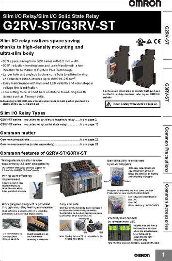 G Rv St Dc Datasheet Omronrsquo S Slim Relays Offer A Variety Of