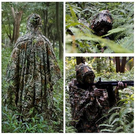 Ropa De Camuflaje Transpirable Traje T Ctico De Hoja 3D Capa Del Bosque