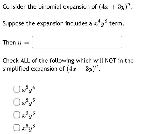 Answered Consider The Binomial Expansion Of 4x 3y 48 Supp Math