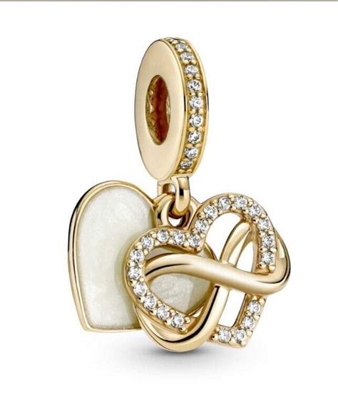 Brand New Pandora K Gold Infinity Heart Enamel Cz Dangle Charm