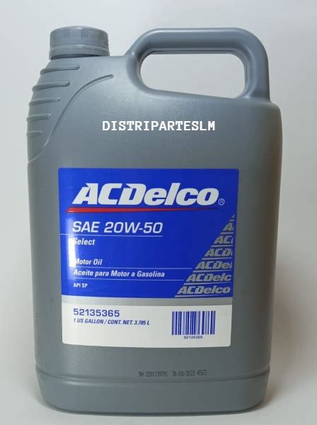 ACEITE ACDELCO 20W50 GALÓN SEMISINTÉTICO Distripartes LM