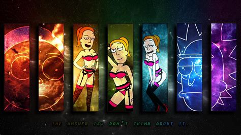 Wallpaper Digital Art Window Neon Collage Typography Glass Lingerie Rick And Morty Art