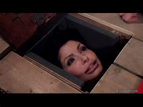 Master Brings Hot Huge Tits Brunette MILF Slave In Wooden Box And Then Makes Her Suck Huge Dick