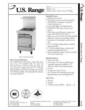 Fillable Online Sunfire Series Range S The Webstaurant Store