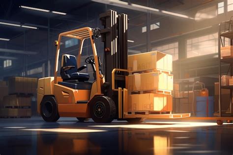 Premium Photo Forklift Loader In Warehouse With Ai Generated