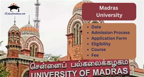 Madras University Admission Ug Pg Last Date Application Form 2024 25