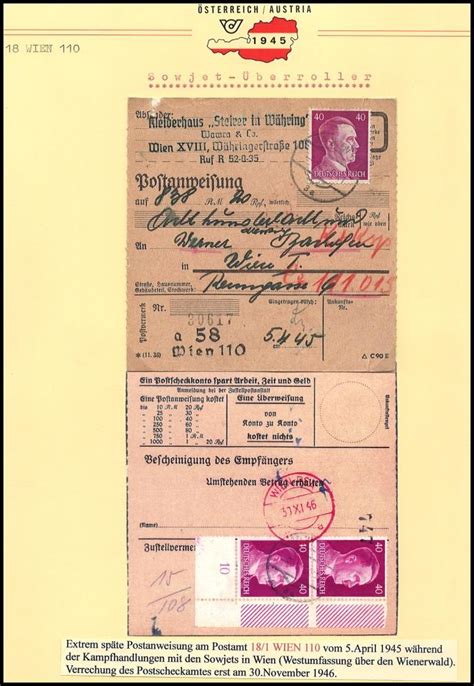 Poststück Wien XVIII Währing ca 35 Belege aus 1945 Briefmarken