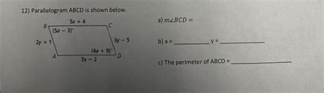 Answered 12 Parallelogram Abcd Is Shown Below Bartleby