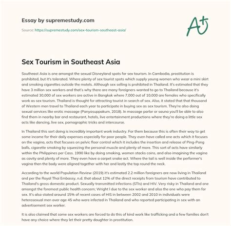 Sex Tourism In Southeast Asia Free Essay Example Words SupremeStudy