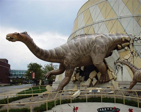 Dinosaurs "breaking out" of children's museum in Indianapolis, Indiana ...