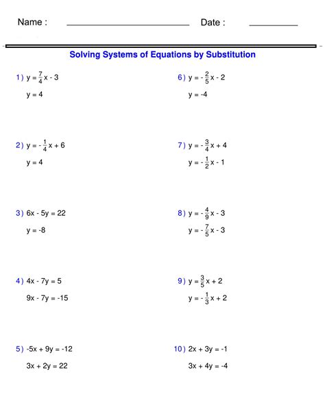 Systems Of Equations Solving Two Variable Systems Of Equations By Substitution Made By Teachers