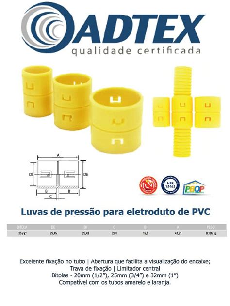 Luva De Press O De Pvc Mm Amarela Emenda Para Corrugado Adtex