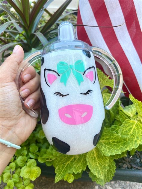 Glitter Cow Sippy Cup Toddler Cup Etsy