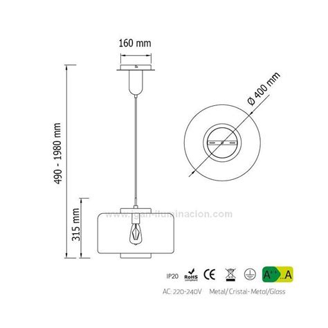 Lámpara colgante Jarras 1L E27 40cm cristal soplado Mantra