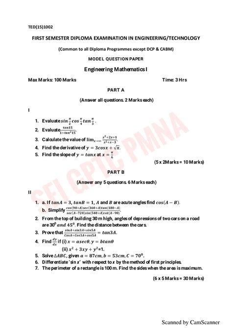 Maths Question And Answer Key Basic Mechanical Engineering Scanned