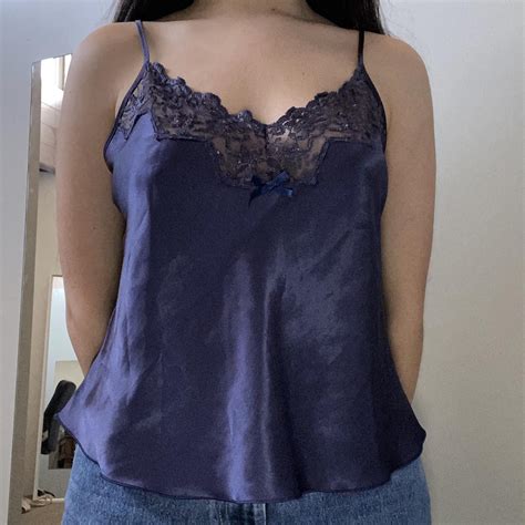 Navy Blue Lingerie Cami Tank Top So Cute No Size Depop