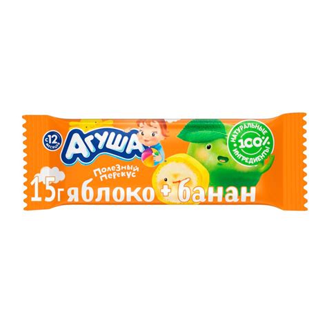 Купить фруктовый батончик агуша яблоко банан 15г с доставкой на дом в ...