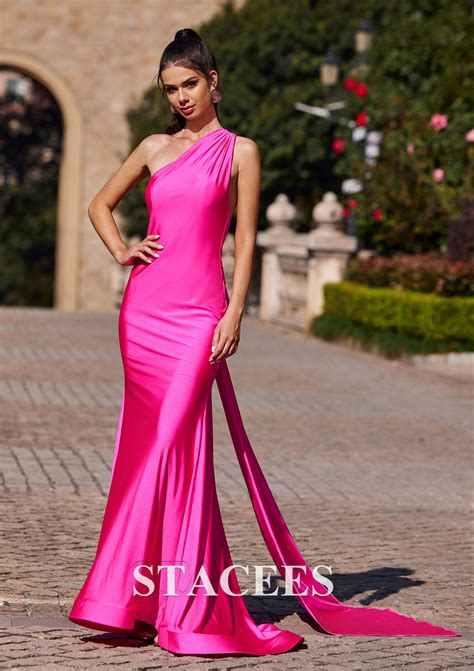 Trumpet Mermaid One Shoulder Sleeveless Sweep Train Jersey Prom Dress