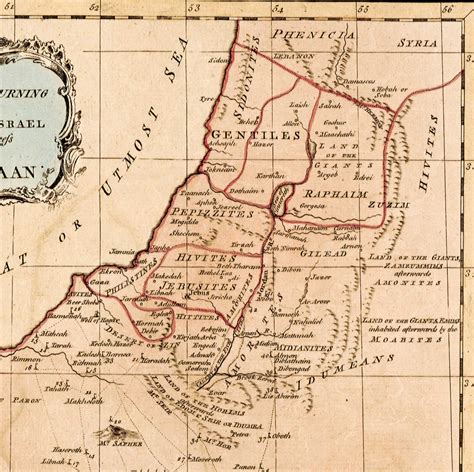 1760 Map Canaan Holy Land Twelve Tribes Of Israel Palestine Bible