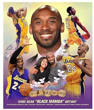 Kobe Bryant Black Mamba La Lakers Basketball Collage Memorabilia By