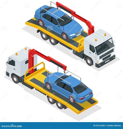 Vecteur Isométrique De Dépanneuse Illustration Plate Du Camion De