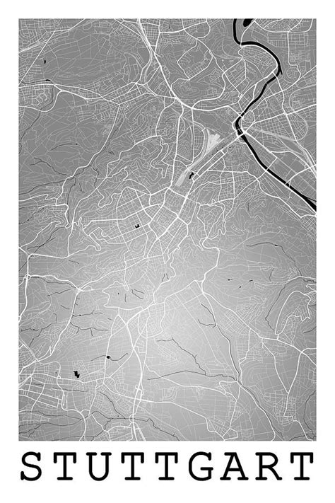 Stuttgart Street Map Stuttgart Germany Road Map Art On Colored