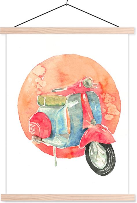 Illustration D Un Scooter L Aquarelle Affiche Cole Lattes Plates