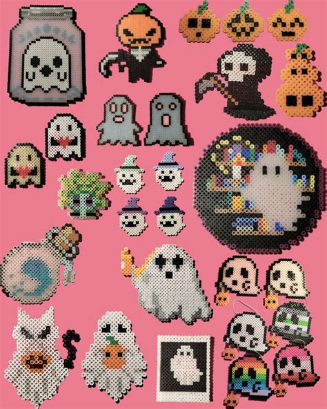 Ghosts And Pumpkins Etsy In 2024 Perler Beads Perler Bead Art