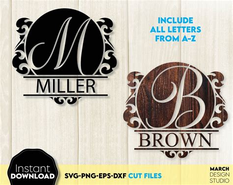 Split Monogram SVG Split Monogram Frame Name Monogram SVG Last Name Sign PNG Family Monogram Svg ...